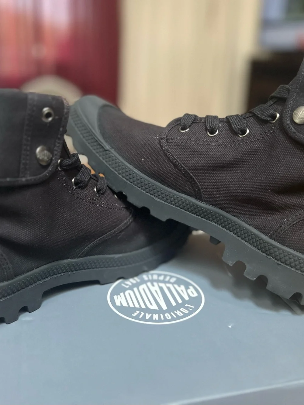 Palladium Black Canvas Fold-Down High-Top Boots